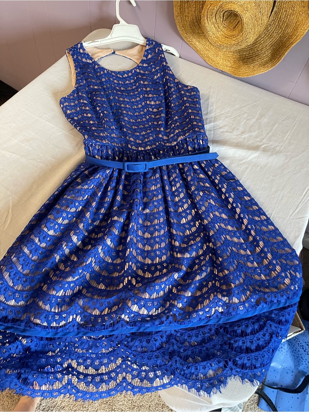 eliza j dresses blue | | Eliza J Royal Lace Belted Dress Never Worn Free Blue Dress Porn Romantic villa wedding gowns line dress comes in Size:XSP